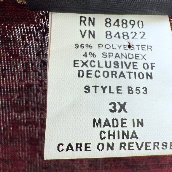 Salon Studio Metallic Top Plus Size 3X Red Gold Womens Stretch Tunic Holiday - Picture 8 of 8